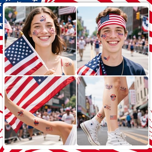 72Pc 4th of July Temporary Tattoos - Patriotic Party Favors