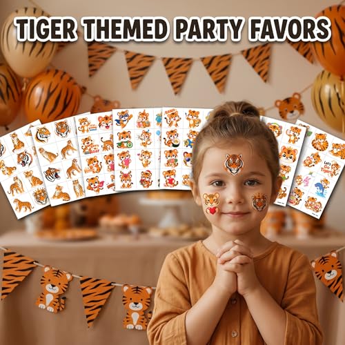 96 Tiger Temporary Tattoos for Kids | Jungle Party Favors