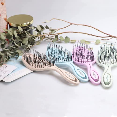 Chiara Ambra Organic Detangling Hair Brush for Women, Men & Children, Unique Spiral Hairbrush, Vented Hair Straightening Brushes for Straight, Curly & Wet Hair - Does not Pull on Hair - Beige