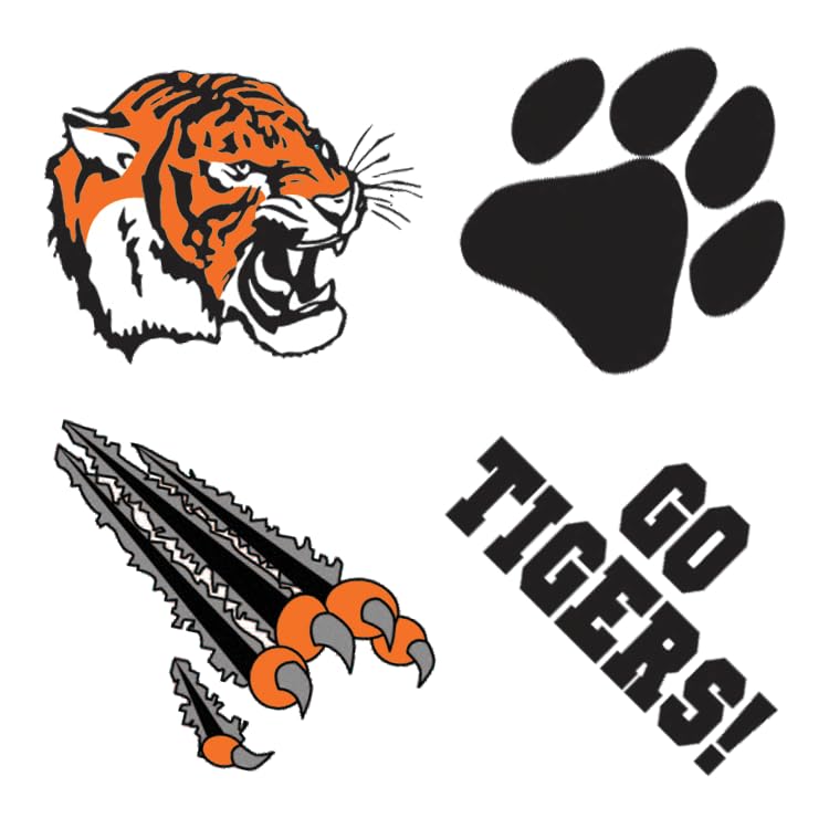 Go Tigers Temporary Tattoos - 100 Pack School Spirit