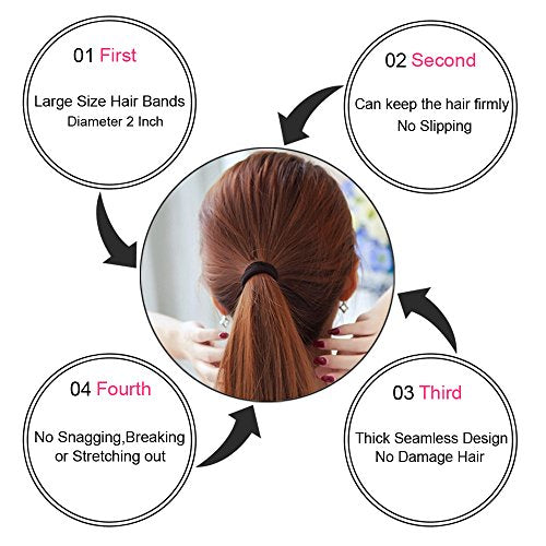 J-MEE Hair Ties for Thick Hair, 100 Pack Seamless Scrunchies
