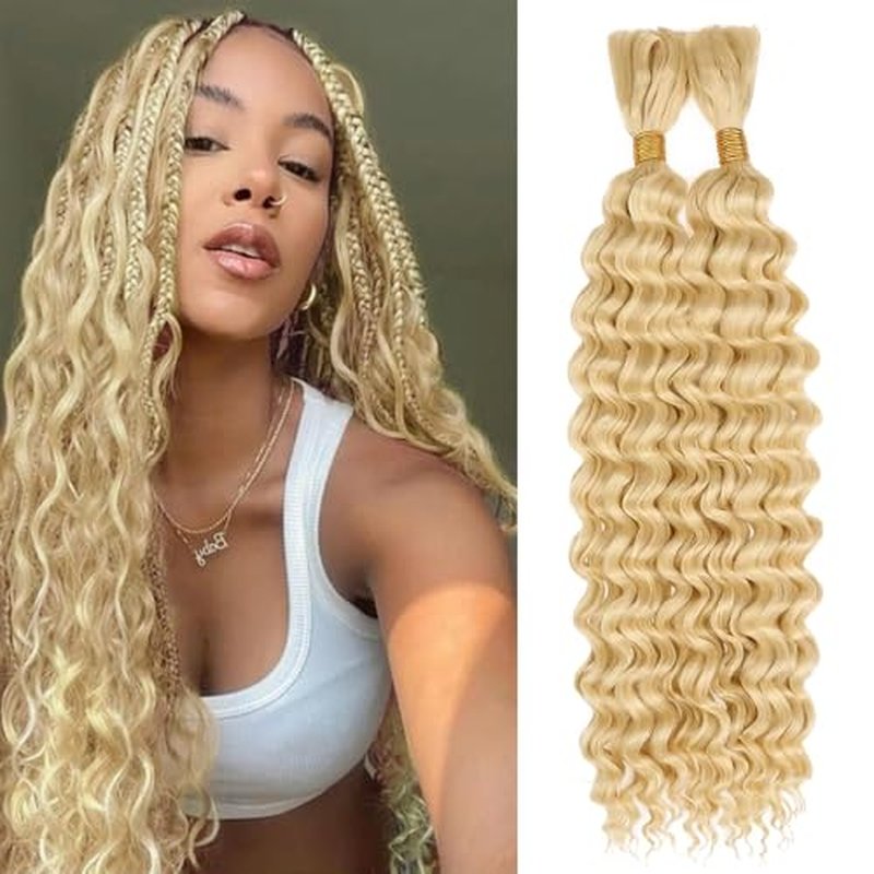 Blonde Human Braiding Hair 20 Inch 613 Deep Wave Boho Braids