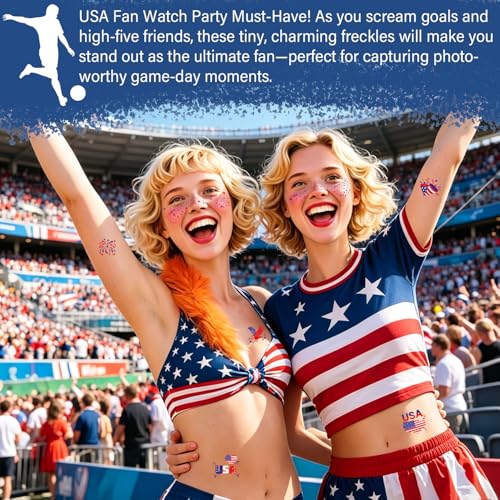 20 Pcs Patriotic Glitter Face Tattoos - 4th of July