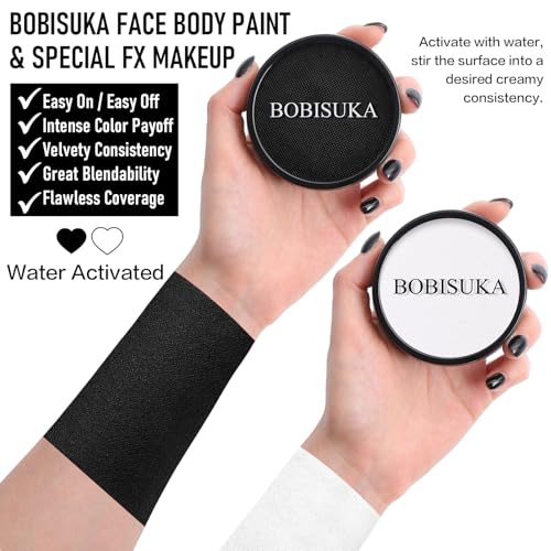BOBISUKA Black White Face Paint Kit with Brushes