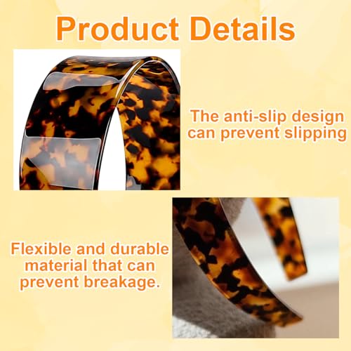 Women Wide Tortoise Shell Headbands No Slip Retro Hair Accessories