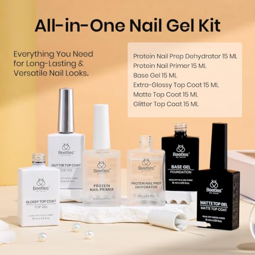 Beetles 6-Piece Gel Base and Top Coat Set with Nail Primer & Dehydrator