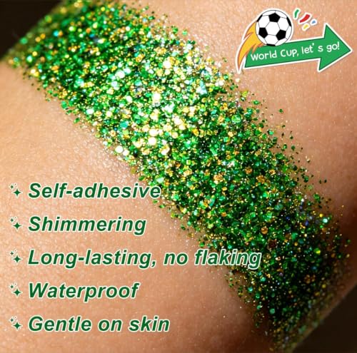 Brazil Green & Yellow Glitter Stick - Face Body Hair
