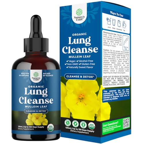 Organic Mullein Drops for Lung Detox & Breathing Support - 4 Fl Oz