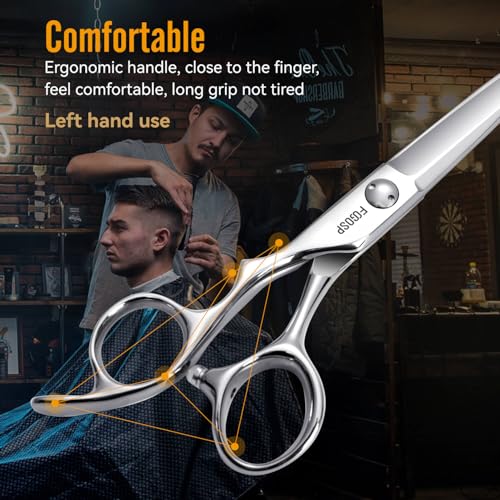 FOGOSP 6-Inch Left Hand Hair Shears Set VG10 Japanese Steel for Barbers & Salons
