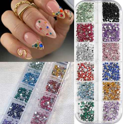 3000pcs 3D Flatback Rhinestones 2mm Mini Charms for Nail Design - Colorful Resin Diamonds Gems Jewels Kit for Nail Art and Crafting