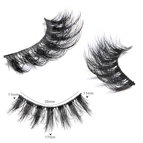 3D Faux Mink False Eyelashes 10 Pairs - Wispy Cat Eye Lashes