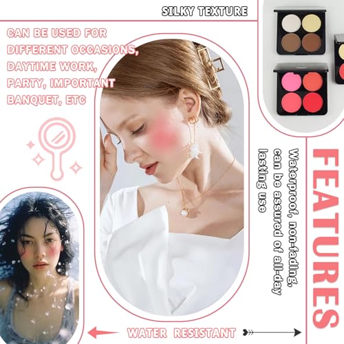 4-Color Blush Palette with Brush - Matte & Shimmer