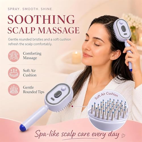 Electric Spray Detangling Comb with Moisture & Massage - Pink