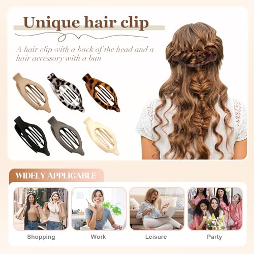 AprYew 3PC Flat Claw Hair Clips for Women - Non-Slip Stylish Hair Accessories