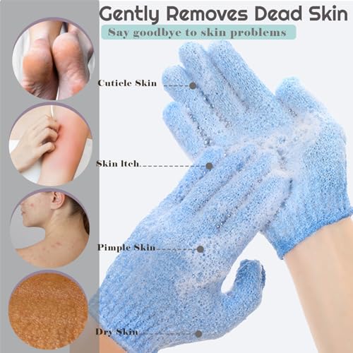 Exfoliating Shower Gloves, 4 Pairs Double-Sided Body Scrub