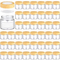 Layhit 36 Pcs 2oz/ 60ml Glass Jars with Lids, Clear Small Cosmetic Containers with Plastic Woodgrain Lids, Airtight Leakproof Empty Round Jars for Creams, Lotions, Candle Making, Travel, DIY