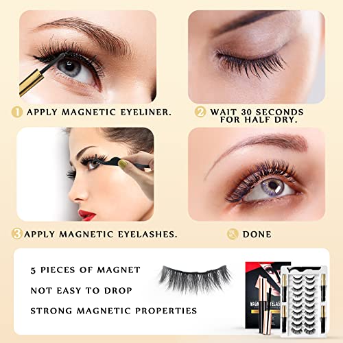 Magnetic Eyelashes - 10 Pairs with Eyeliner & Tweezer