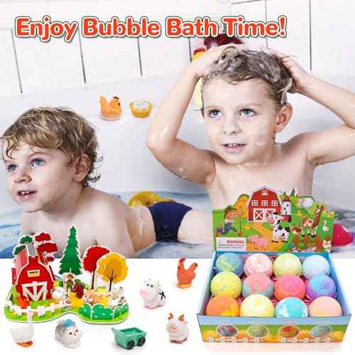 Bath Bombs for Kids with Surprise Inside for Girls Boys Toddlers Kids Bath Bombs Set with Toys Inside Safe Handmade Bubble Bath Fizzy Bath Bomb for Christmas
