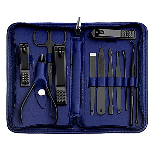 Tumkun Nail Kit, Manicure Kit, Nail Care Kit For Men, Manicure Pedicure Set, Nail Clippers Toenail Clippers Kit, Professional Manicure Kit Pedicure Kit, Blue Travel Case, Set of 12.