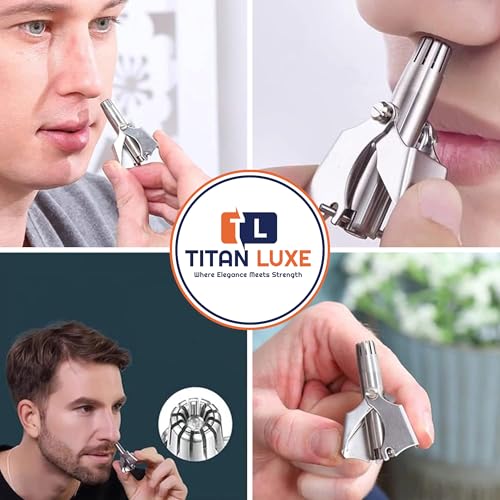 Stainless Steel Hair Trimmer for Men and Women | Manual Nose and Ear Hair Trimmer | Nose Clippers, 360¡Æ Rotating Hair Trimmers | Washable Nose Hair Remover