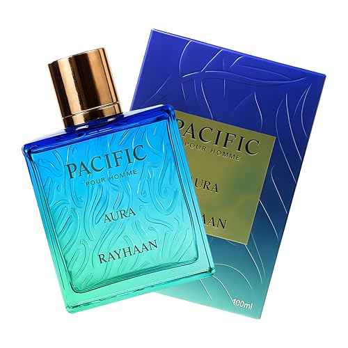 RAYHAAN Pacific Aura - Citrus, Aromatic, Mint, Amber, Fresh - Eau de Parfum Spray for Men, 3.4 Ounce / 100 ml