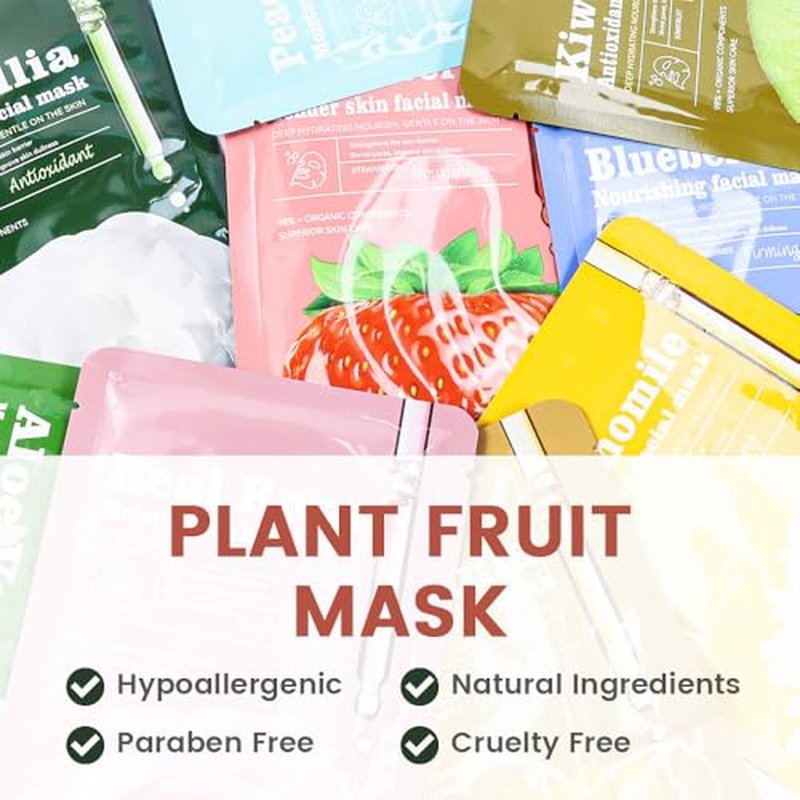 8 Pack Strawberry Face Mask,Pink Face Masks Skincare Spa Day Kit Supplies,Spa Party Favors for Women,Sheet Facial Mask Skincare Gifts Set,Moisturize Soothe for All Skin Types
