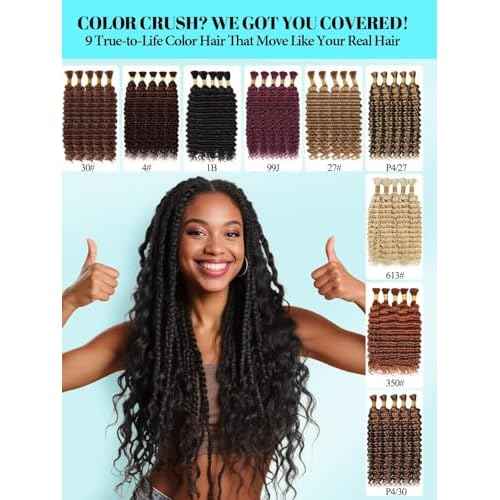 12A Human Braiding Hair for Boho Braids 5 Bundles 16 Inch 160g Deep Wave Braiding Hair for Bohemian Knotless Braids 100% Unprocessed Brazilian Virgin Bulk Hair Extensions No Weft Natural Color