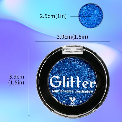 Blue Glitter Eyeshadow Palette - Highly Pigmented, Waterproof