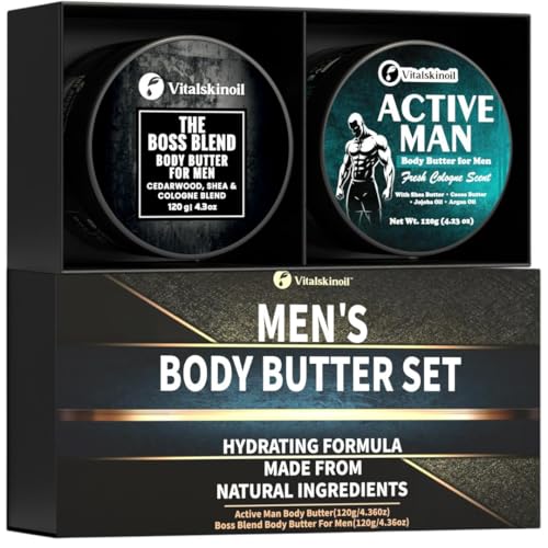 Body Butter for Men Pack of 2, Cologne Scented Moisturizer Gift Set for Men