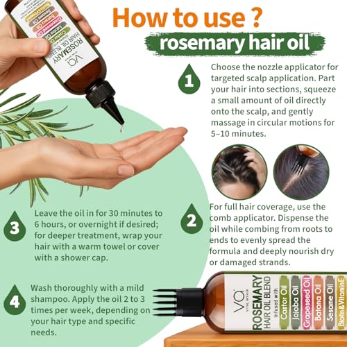 Rosemary Hair Growth Oil - 6 fl oz with Biotin & Vitamin E