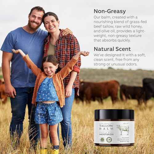 Beef Tallow for Skin, Beef Tallow and Honey Balm, Tallow Face Moisturizer Nourishes and Hydrates the Skin, Grass Fed Balm Enriched with Raw Wild Honey 60g