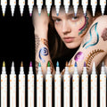12 Colors Metallic Face Paint Glitter Tattoo Kit, Washable Glittering Face Body Painting Pens for Halloween Makeup Party Festival Clubs Cosplay Costume