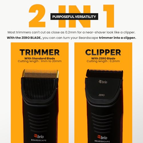 Brio Zero Blade Compatible Beardscape V2 & V1 Trimmers, Cuts Extremely Close at 0.2mm, Stainless Steel Blade Perfect for Super Close Cuts, Creating Tight Lines and Cleaning up Mustaches (Black)
