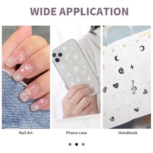 5 Styles Nail Art Stickers Relief Sculpture 5D Nail Decals for Nail Art, Scrawl Heart,Star,Moon,Crucifixion,Diamond,Rose Shape Self-Adhesive Nail Stickers for Nail Charm Decoration DIY Kit