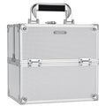 FRENESSA Portable Makeup Train Case - Lockable 4-Tray Aluminum Cosmetic Box