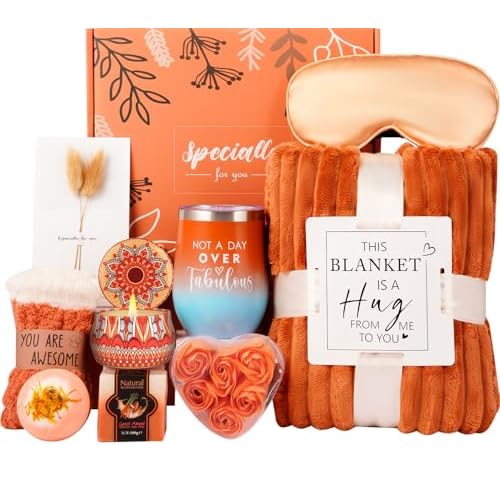 Mother's Day Gifts Baskets for Women Mom Her Wife Girlfriend,Birthday Gifts for Women Teacher Friend w/Cozy Blanket Rose Relaxing Spa Gifts Set,Self Care Get Well Gifts for Her Valentines Mothers Day