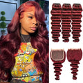 Loose Deep Wave Human Hair Bundles with Closure 20 22 24in