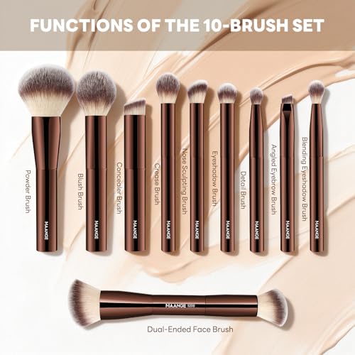 MAANGE 10-Piece Travel Makeup Brush Set with Magnetic Case