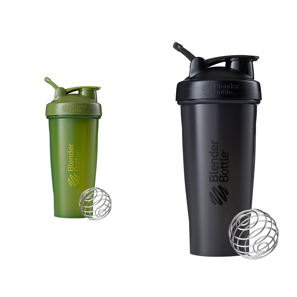 BlenderBottle Classic 28-Ounce Shaker Bottle Bundle with Moss Green and Black