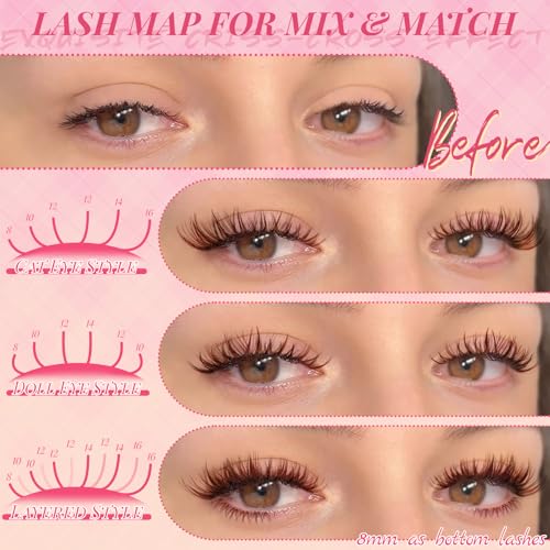 Brown Wispy Lash Clusters 8-16mm - Soft Individual Eyelashes