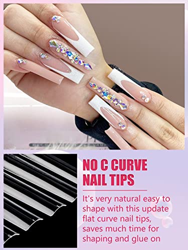 LIONVISON 3XL No C Curve Clear Square Nail Tips - 504 Pcs Extra Long