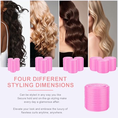 Hair Rollers 38-Piece Kit, 4 Sizes with Clips & Comb