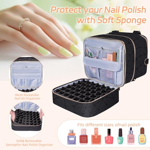 Nail Polish Organizer Case - Holds 84 Bottles, 3-Layer Storage