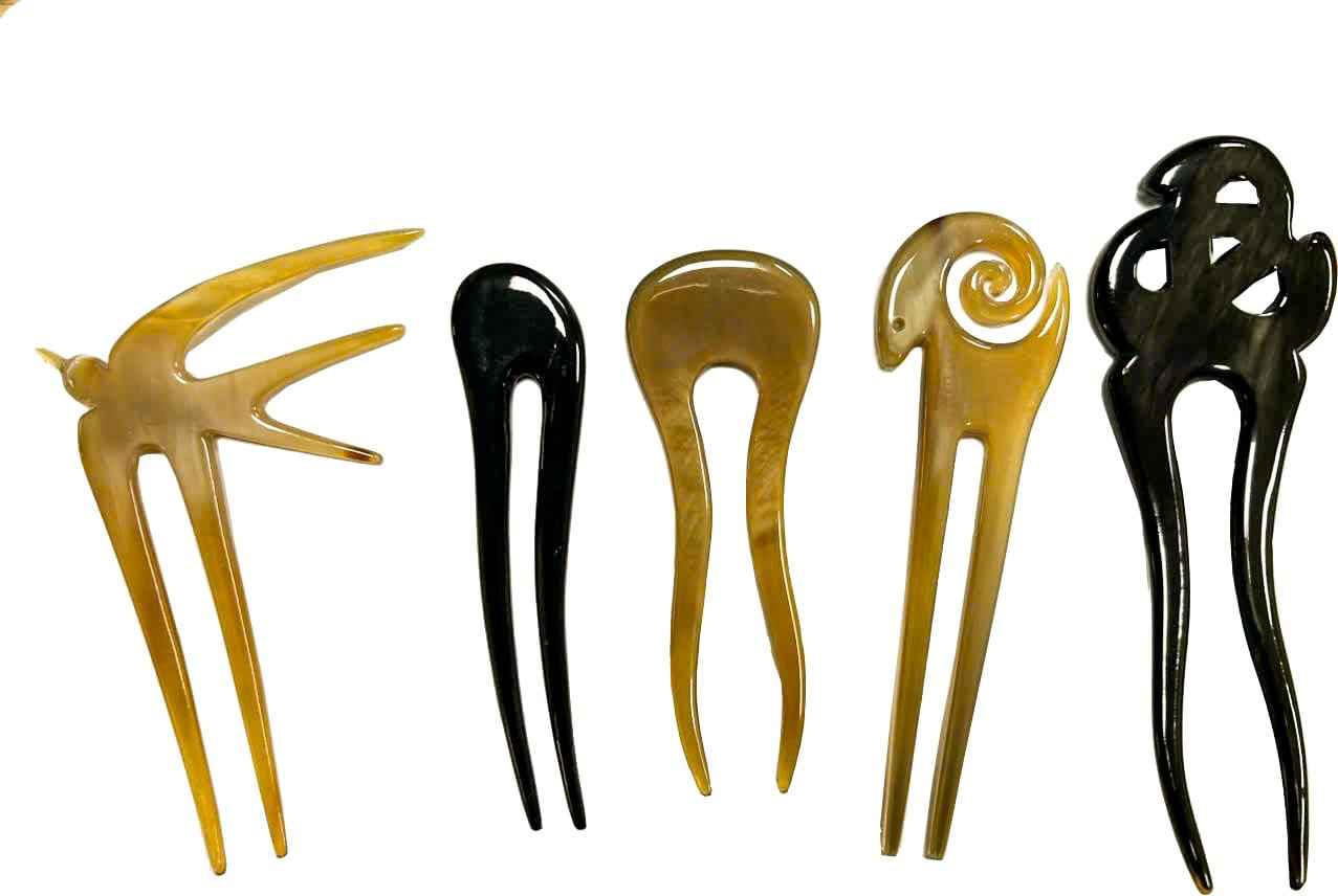 Marycrafts Set 5 Buffalo Horn Hair Sticks Hair Fork Hair Accessories for Women