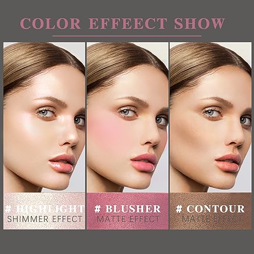 NewBang 3-Piece Cream Blush Contour Highlighter Stick Set