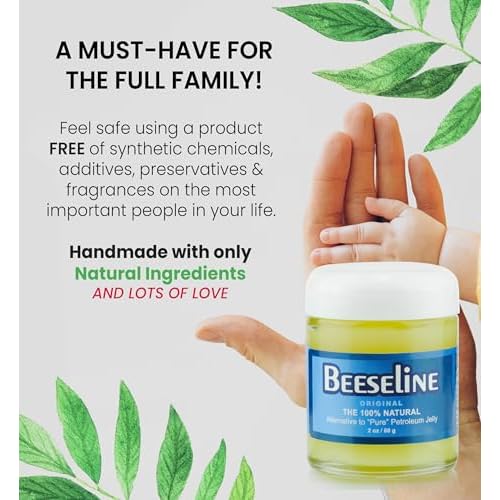 Beeseline Original - 100% Natural & Hypoallergenic Alternative to Petroleum Jelly - Lips, Hands, Baby, Makeup Remover and More (Glass Jar) (2 oz)