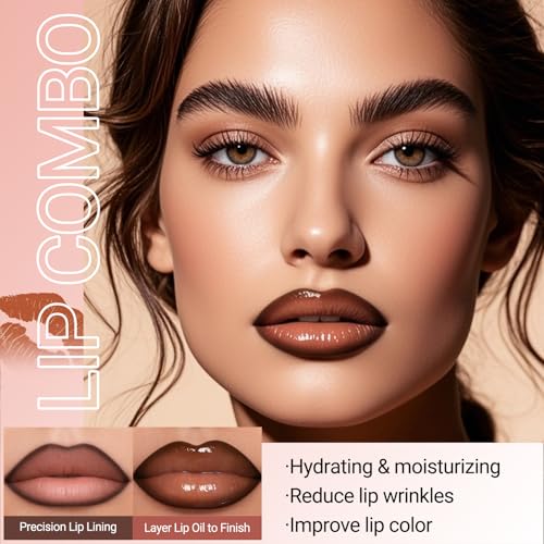 Erinde Lip Liner & Gloss Set - 3-Piece Nude Combo Kit