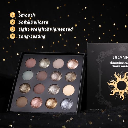 UCANBE 16 Color Eyeshadow Palette with 15 Brushes - Matte & Shimmer