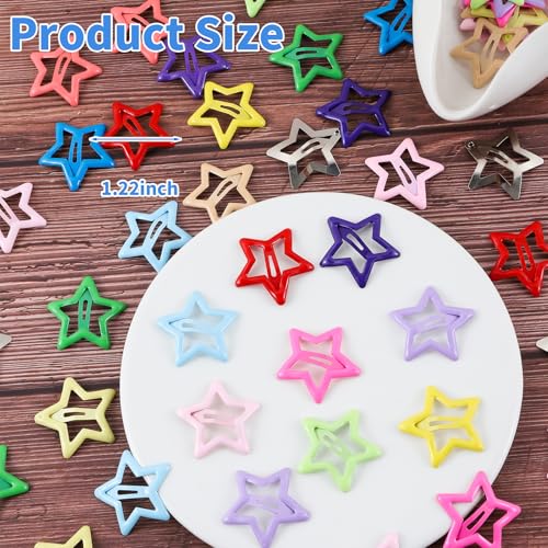 55pc Star Hair Clips Set - Colorful Metal Snap Barrettes