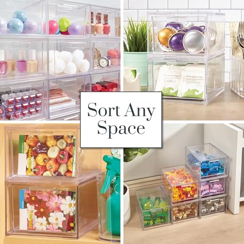 STORi Audrey Stackable Clear Plastic Organizer Drawers 2-Piece
